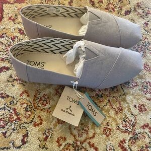 New Men’s Alpargata TOMS Light Gray Drizzle Gray Canvas Boat Shoes